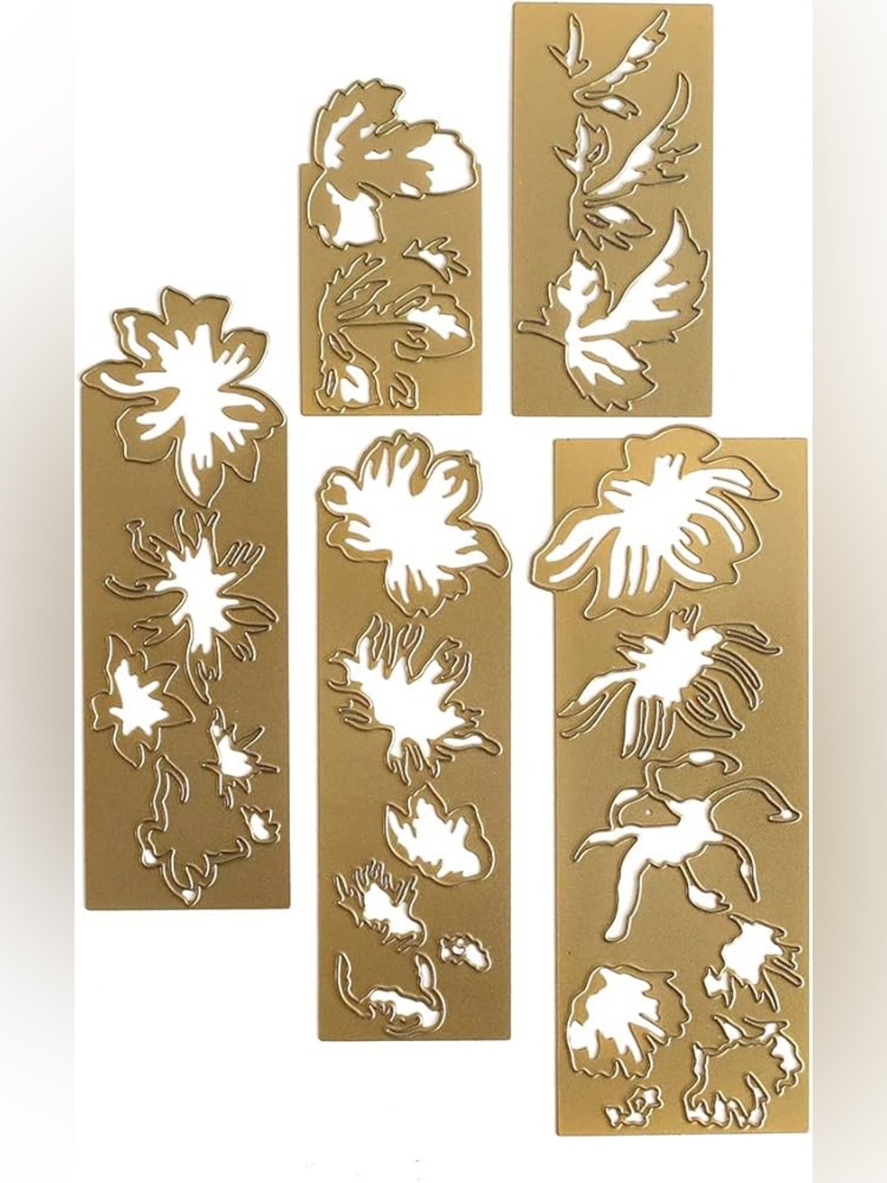 Floral Metal Cutting Dies Set in Gold Tone